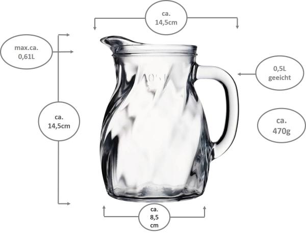 Glas Krug Twist geeicht 0,5L geeicht - 12 Stück